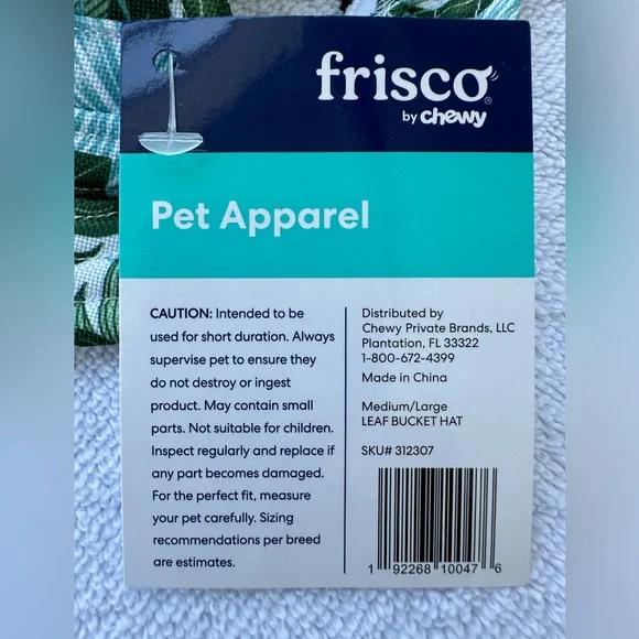 Fresco Dog & Cat Bucket Hat Palm Leaf  Short Brimmed Medium/Large - Picture 9 of 11